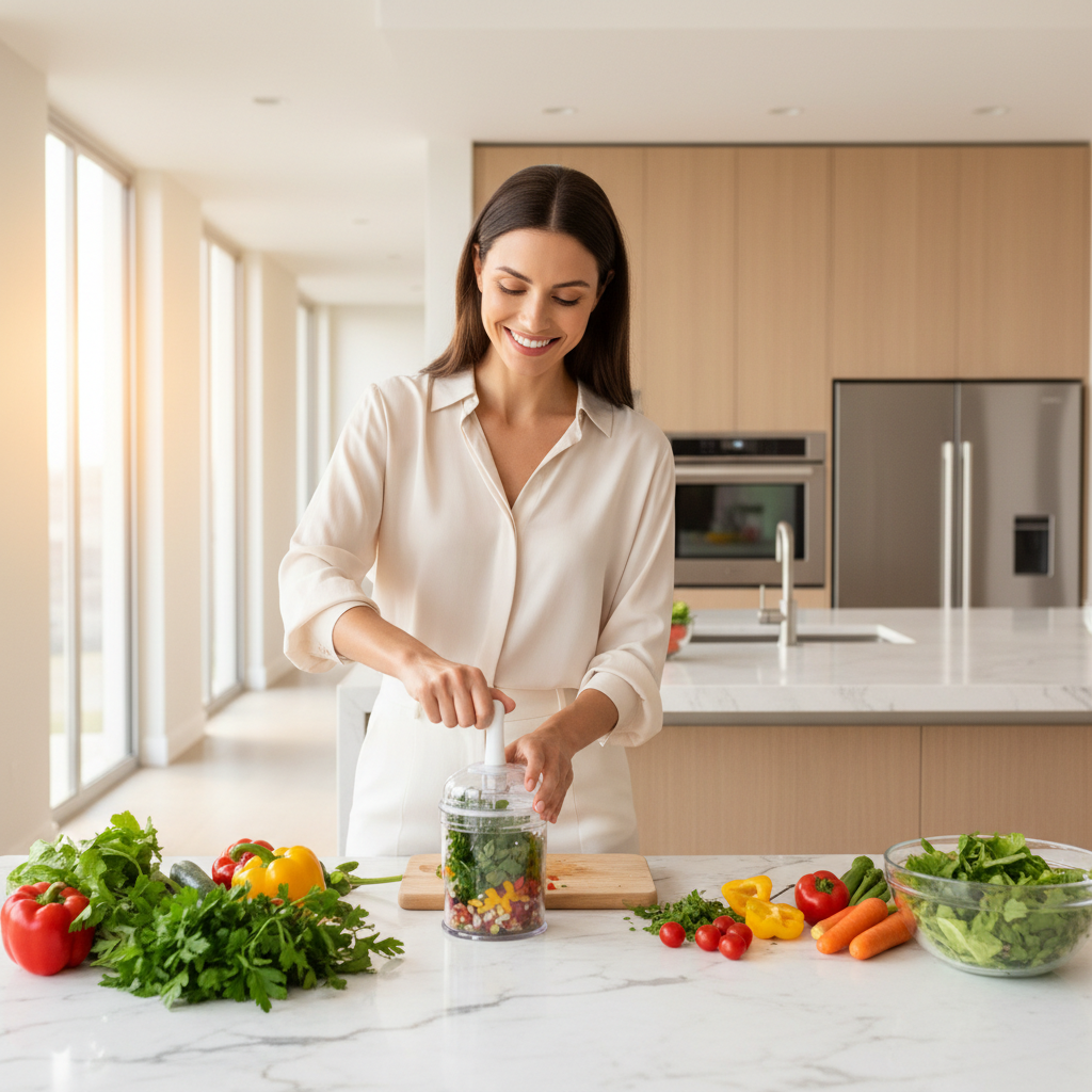 Elegant Woman Using Manual Chopper