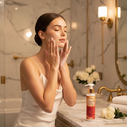 Fair girl using NOORE Face Wash