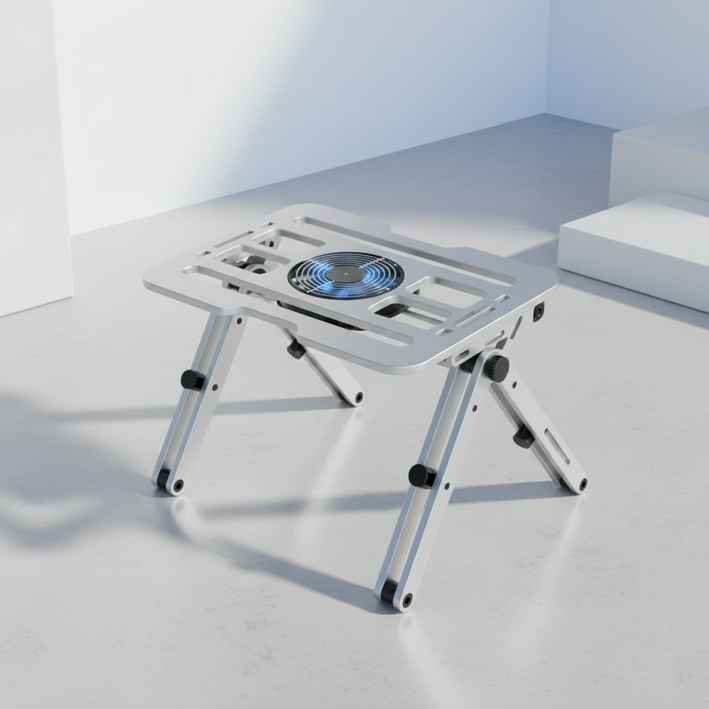 Black aluminum laptop table top angle