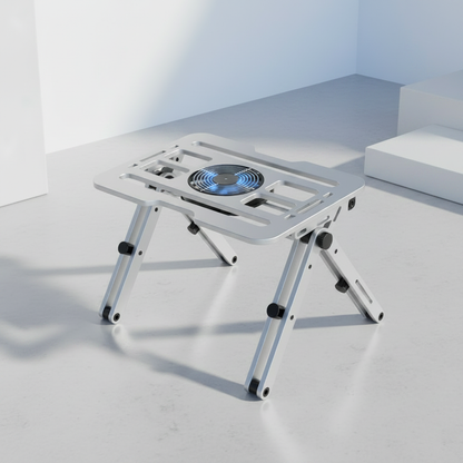 Black aluminum laptop table top angle