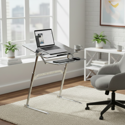 Black metal laptop table home office lifestyle
